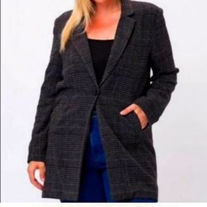 Women's Plus Size Plaid Blazer Coat